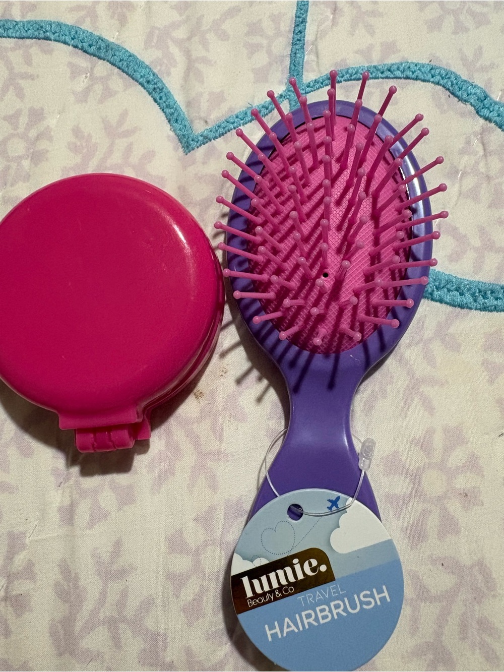 Lumie Travel Hairbrush in Purple & Pink